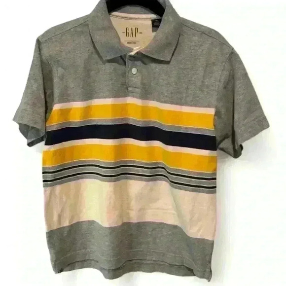 GAP Boys Striped Polo Shirt Multicolor Size Med Short Sleeve - Picture 1 of 3